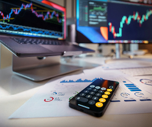 画像には、直感的でナビゲートしやすいデザインが特徴のモバイル取引アプリケーションのユーザーインターフェイスが表示されています。メイン画面は、株式、外国為替、指数を含む多様な資産へのクイックアクセスを提供し、市場を明確かつ簡潔に表示しています。